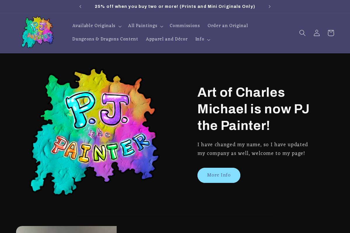artofcharlesmichael.com homepage screenshot