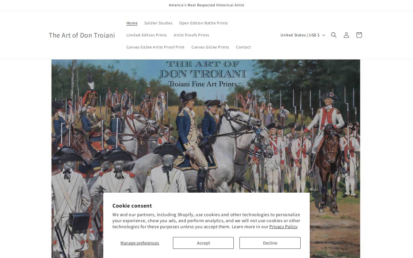 artofdontroiani.com homepage screenshot