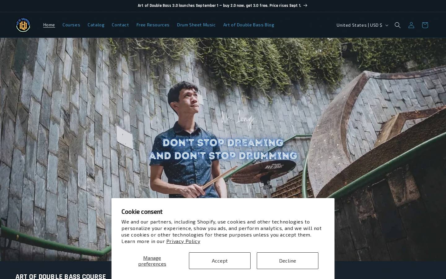 Art of Drumming HQ homepage screenshot