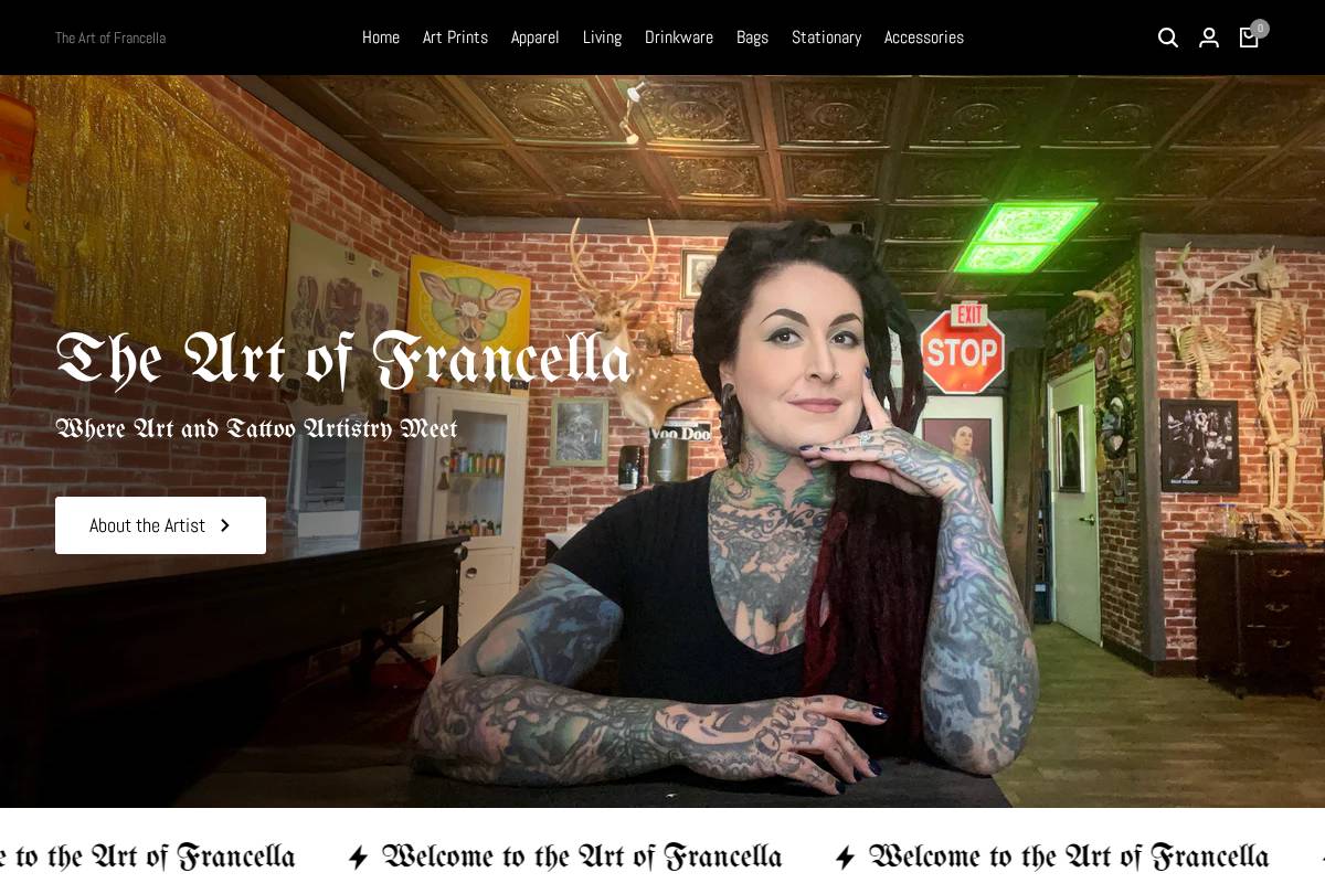 artoffrancella.com homepage screenshot