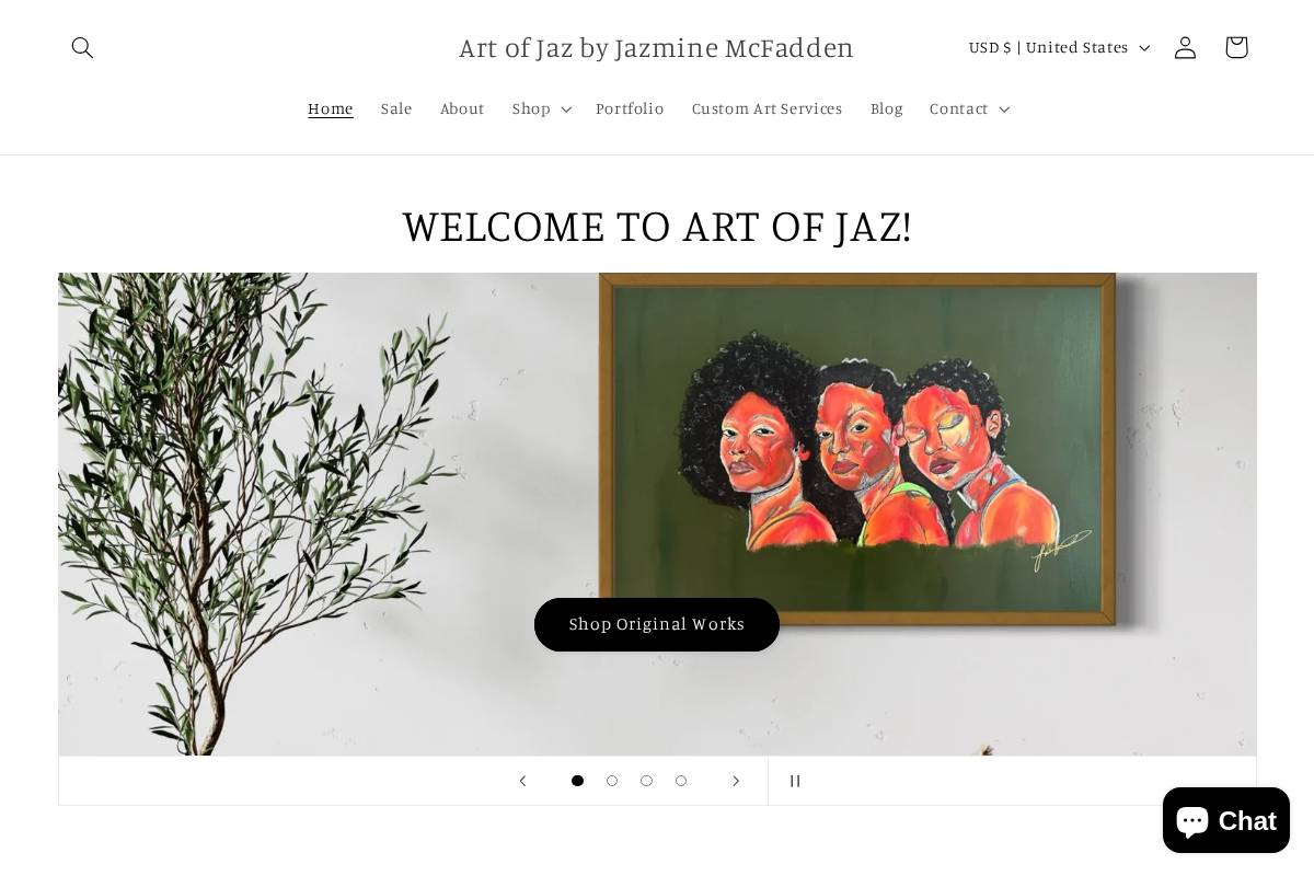 artofjaz.com homepage screenshot