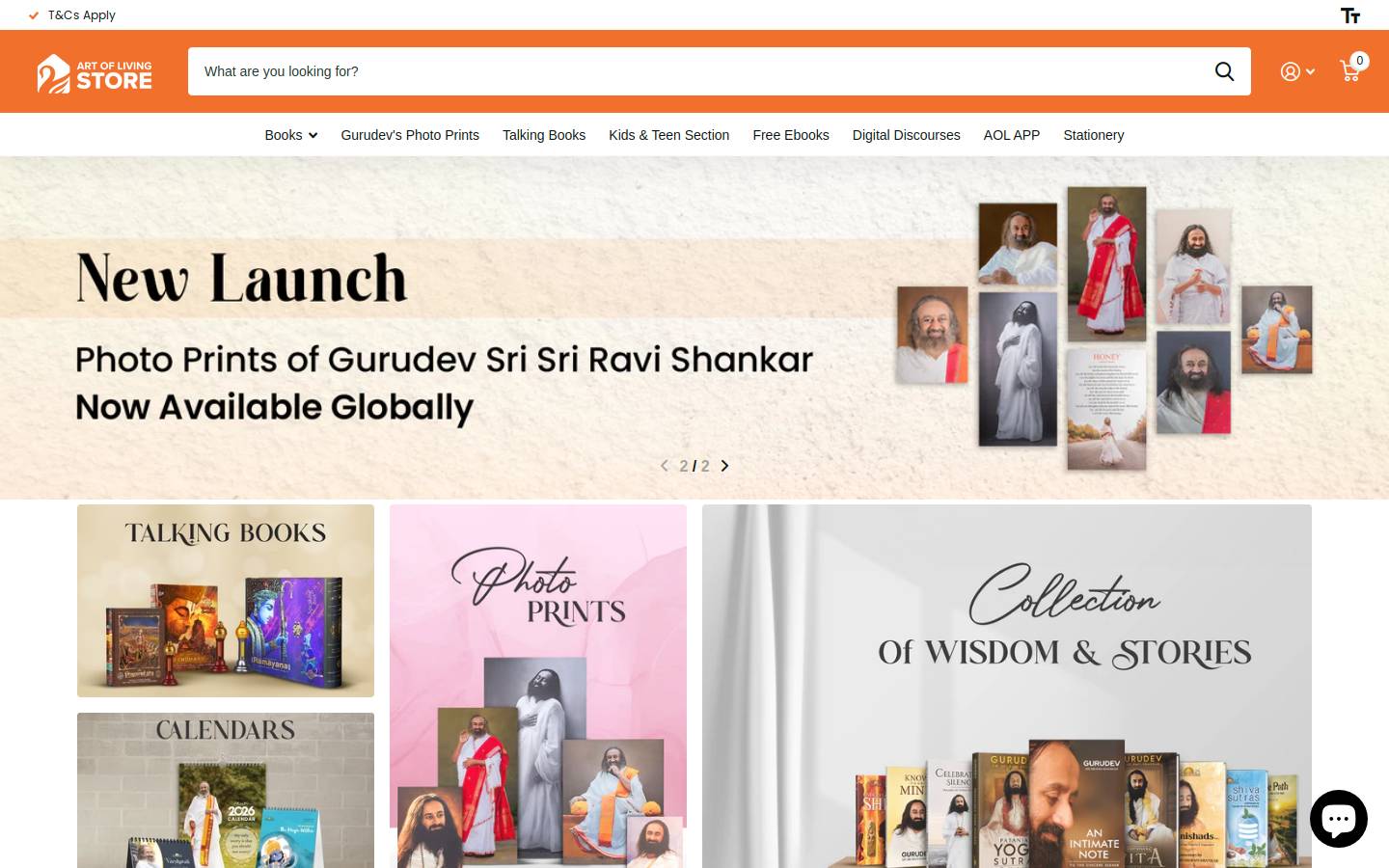 artofliving.store homepage screenshot
