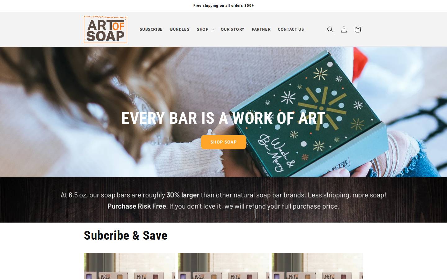 artofsoaps.com homepage screenshot