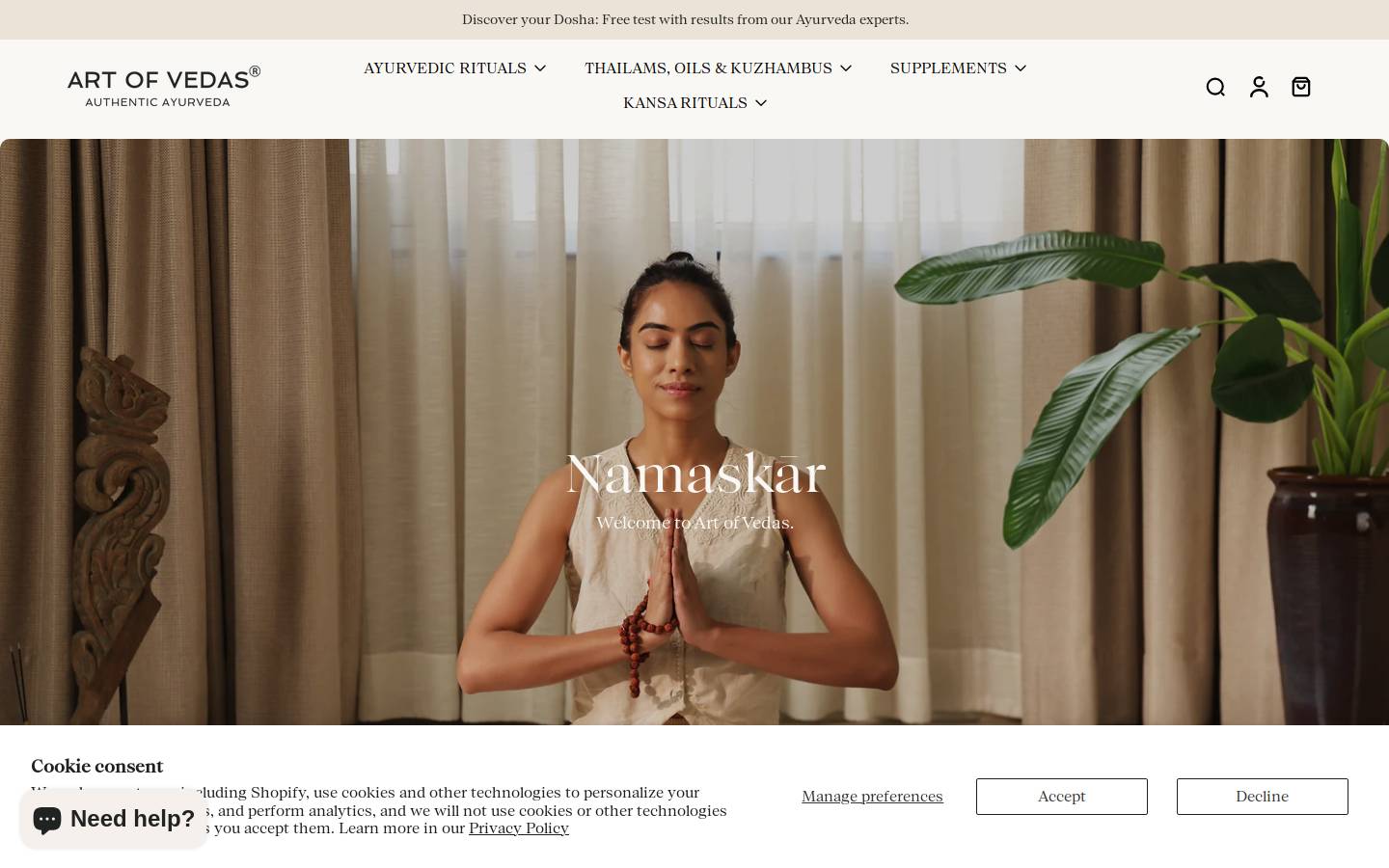 artofvedas.com homepage screenshot