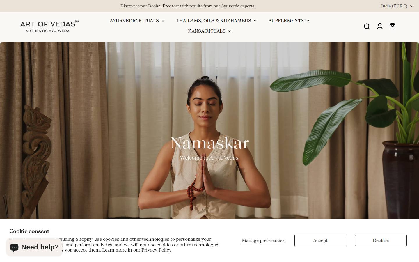 artofvedas.in homepage screenshot
