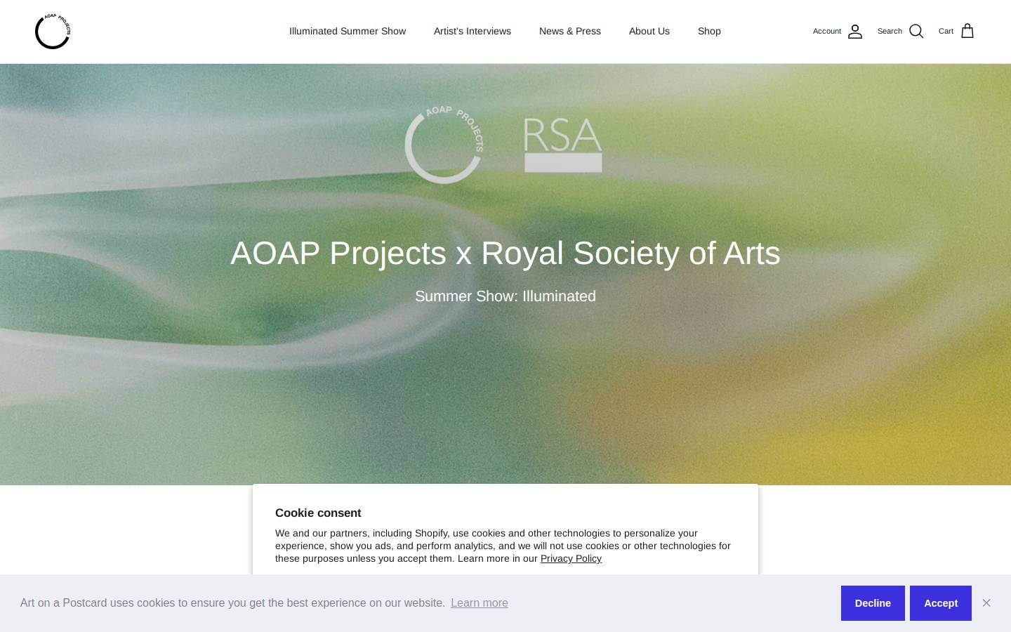 AOAP Projects homepage screenshot