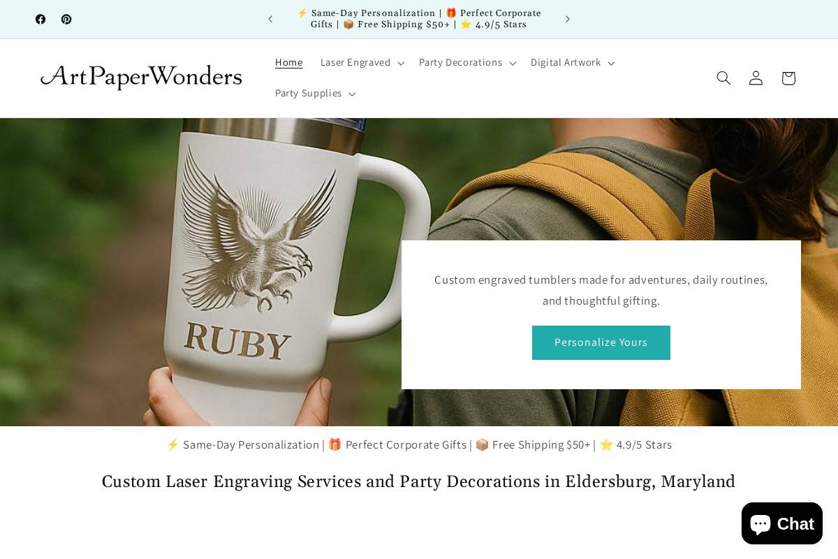 artpaperwonders.us homepage screenshot