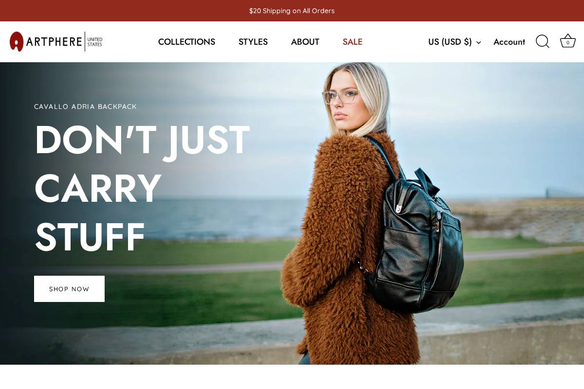 artphere.us homepage screenshot