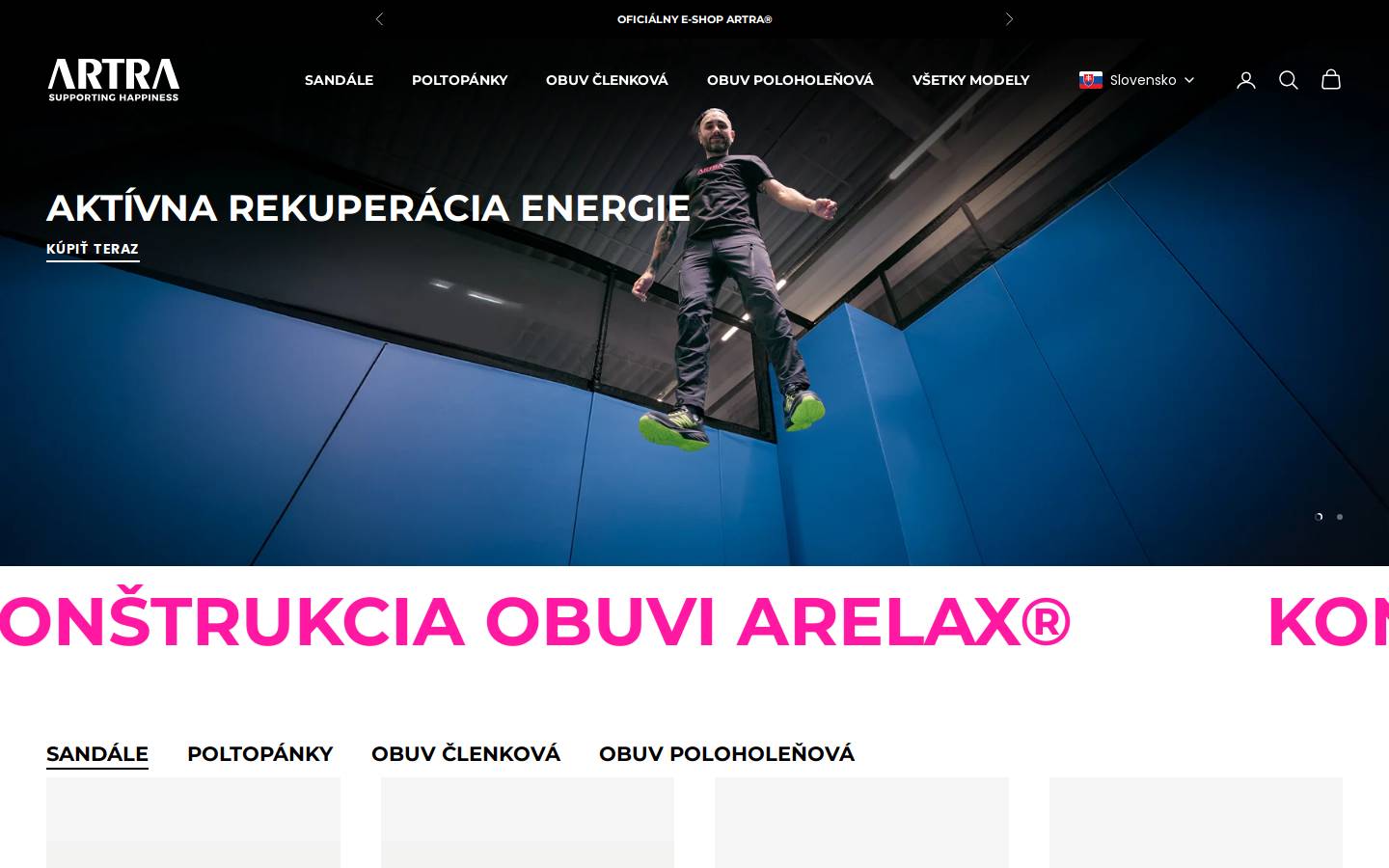 artra.sk homepage screenshot