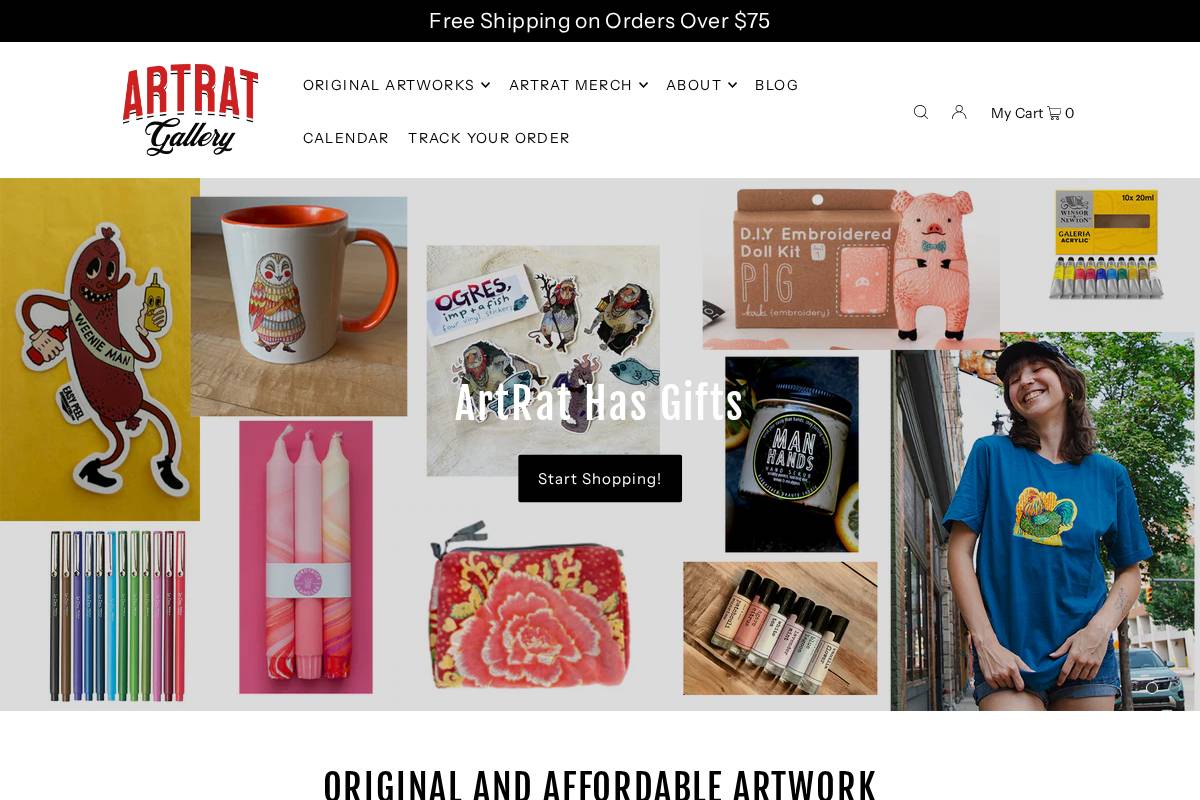 artratgallery.com homepage screenshot