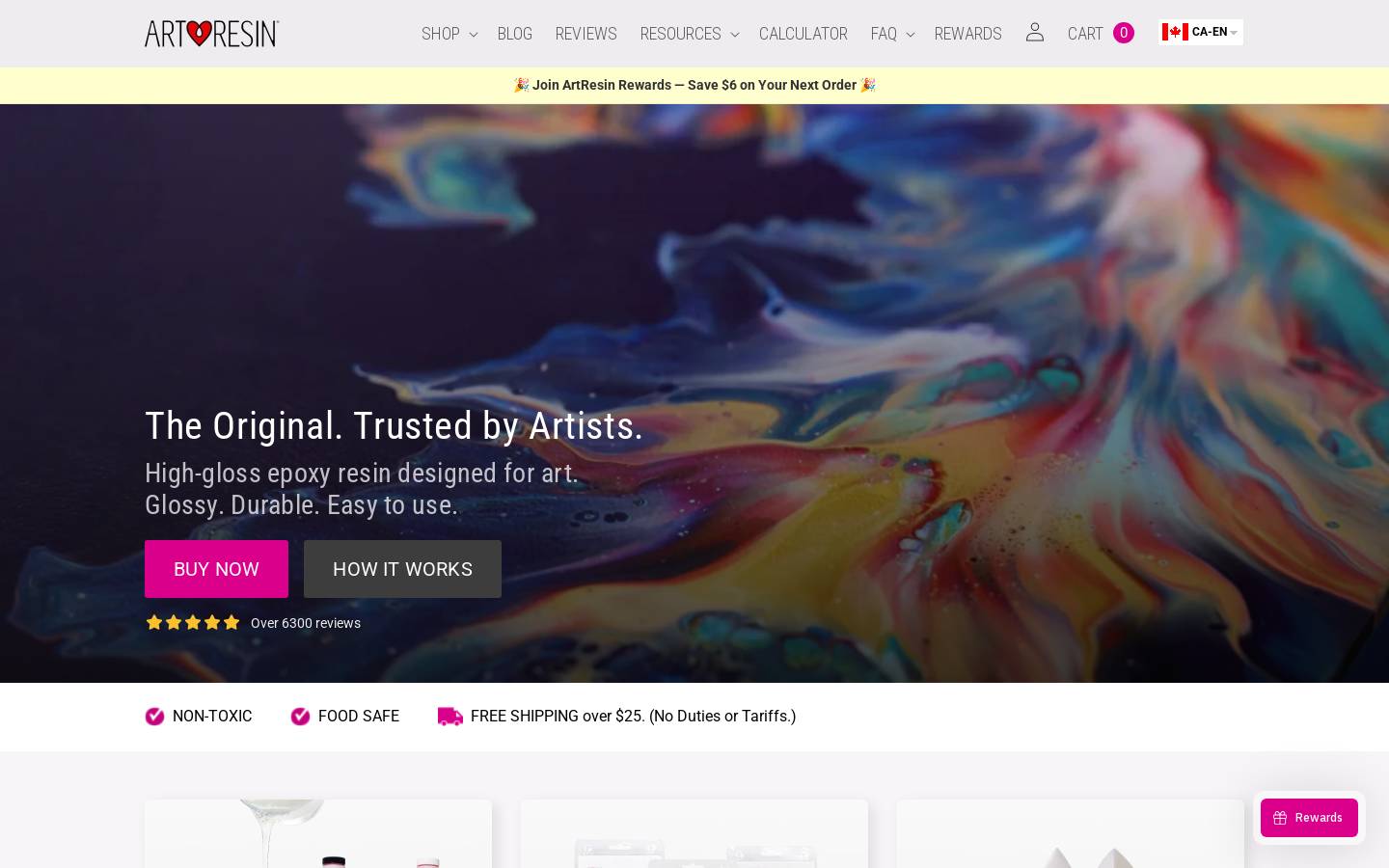 Artresin homepage screenshot
