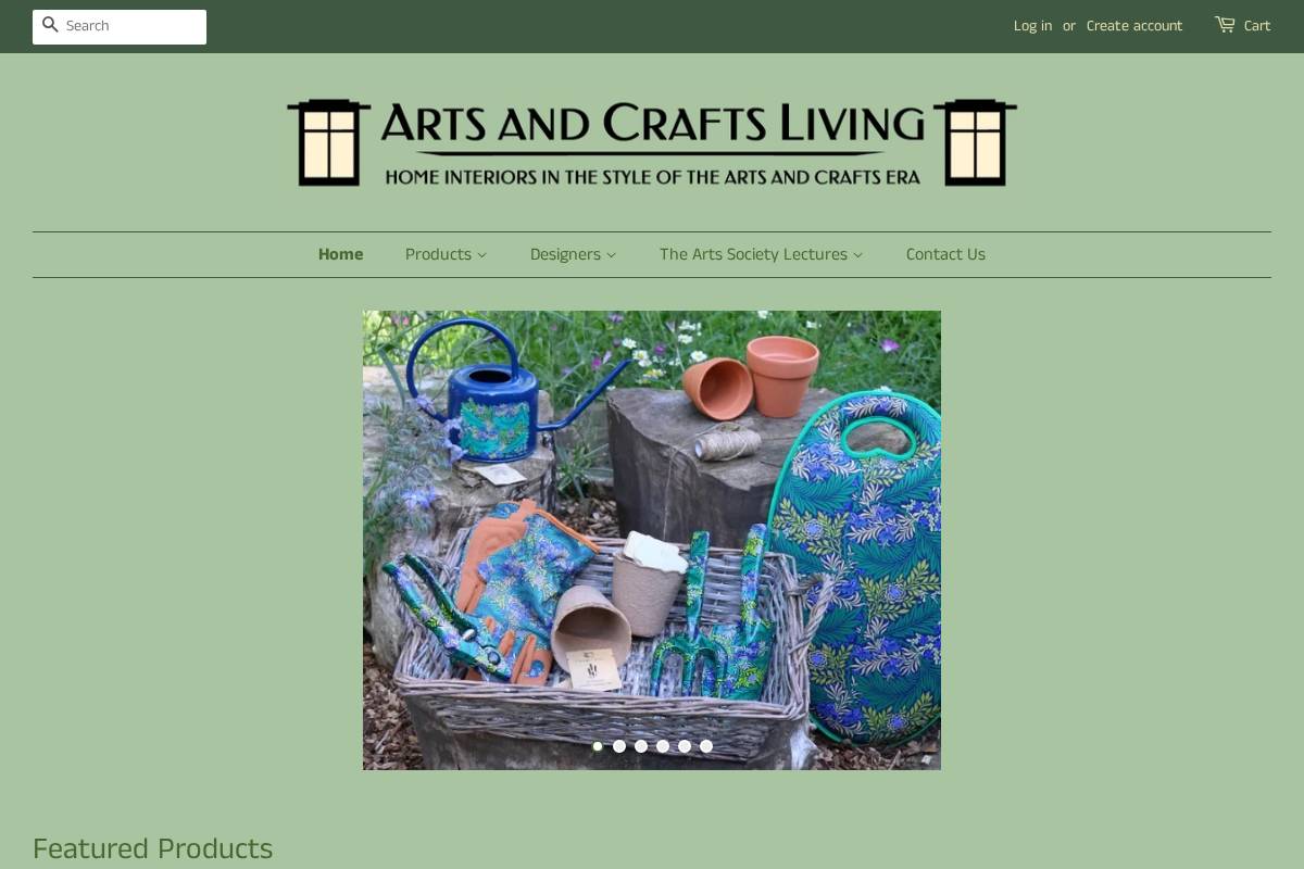 artsandcraftsliving.co.uk homepage screenshot