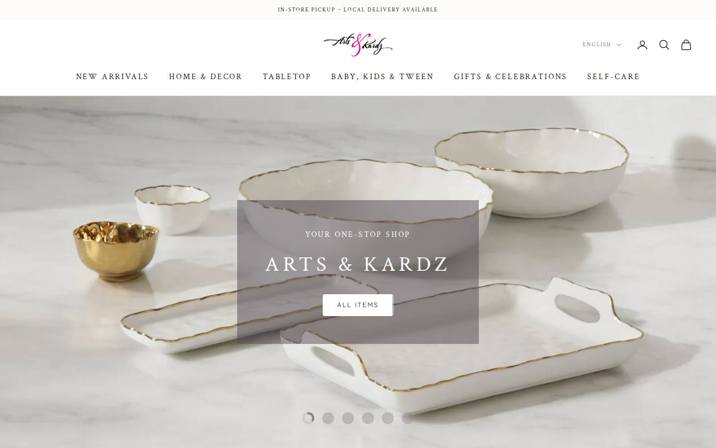 artsandkardz.com homepage screenshot