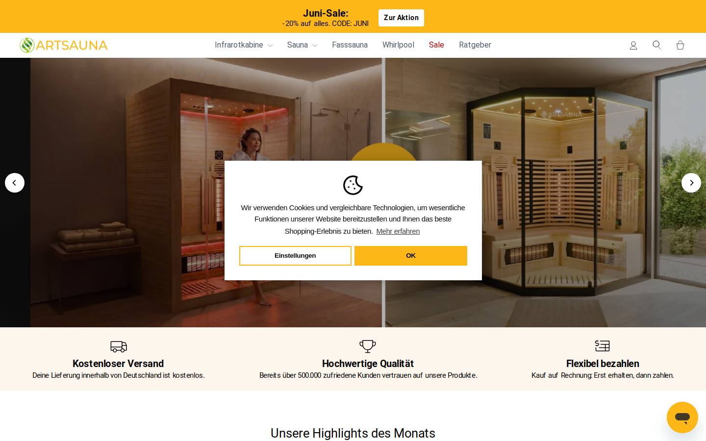 Artsauna homepage screenshot