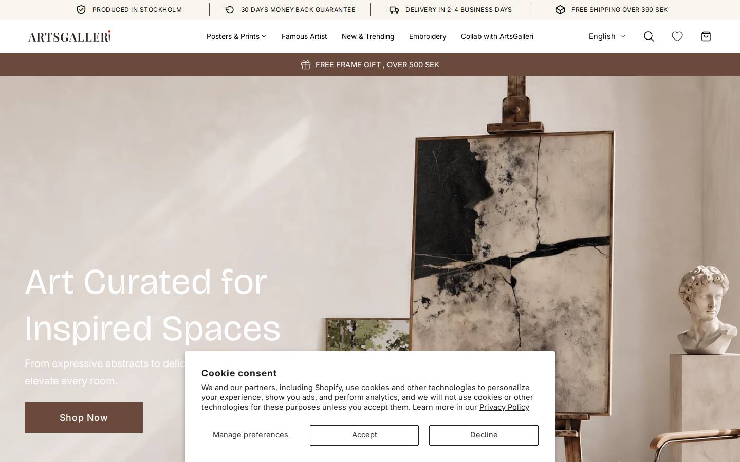 Artsgalleri homepage screenshot