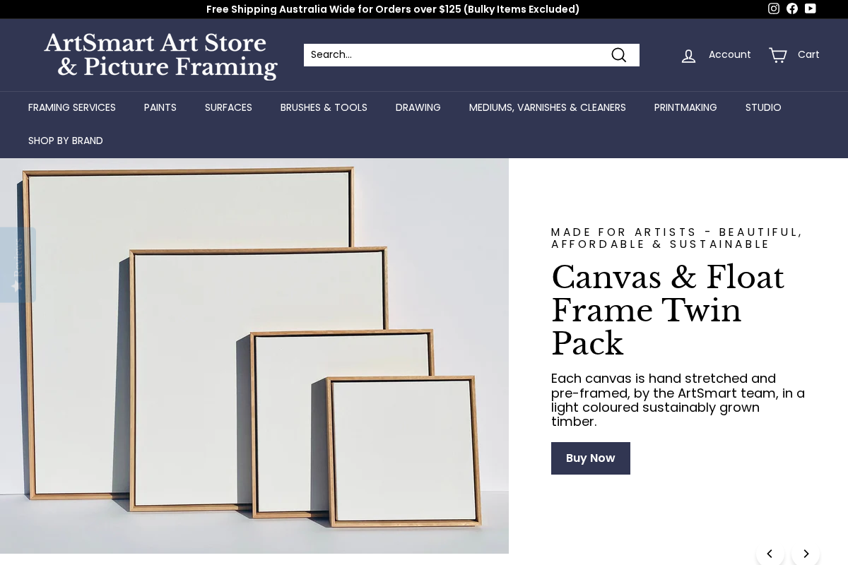 ArtSmart Art Store & Picture Framing homepage screenshot