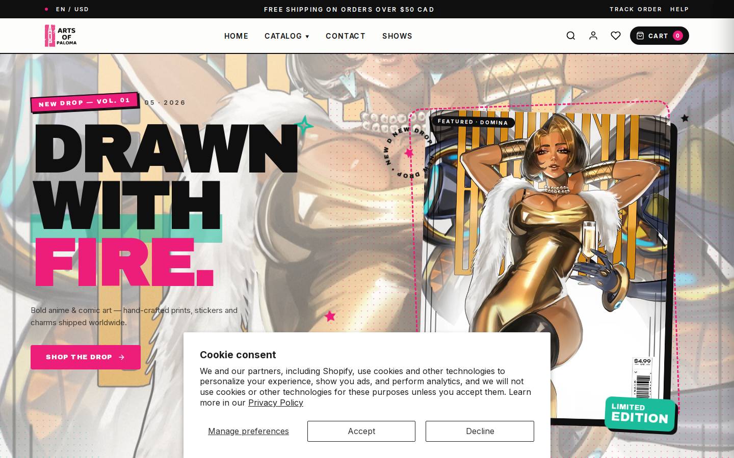 artsofpaloma.com homepage screenshot
