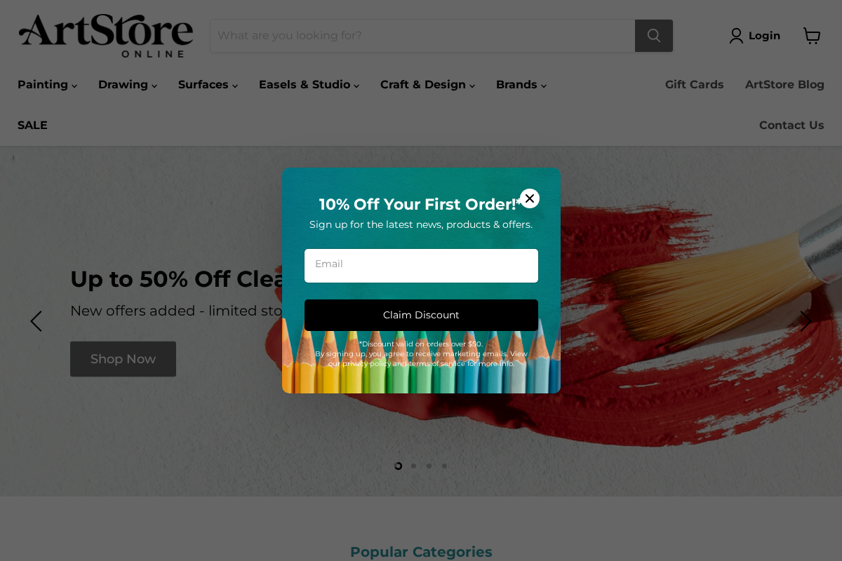 artstoreonline.com.au homepage screenshot