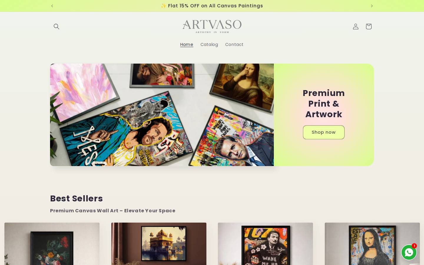 artvaso.com homepage screenshot
