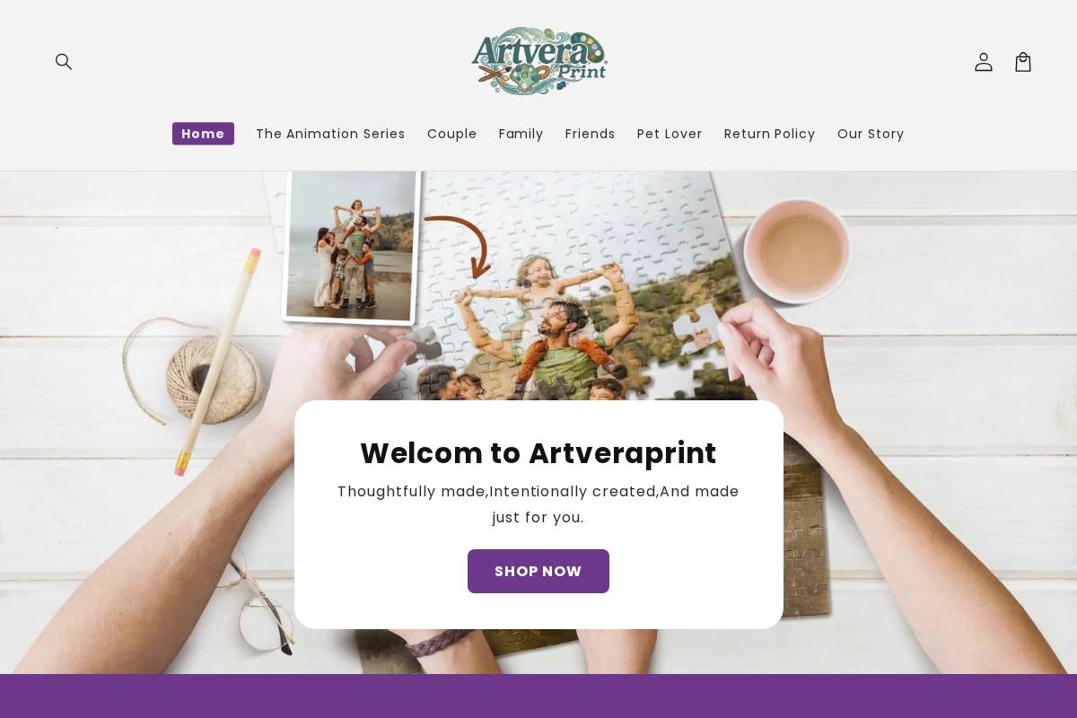 artveraprint.com homepage screenshot