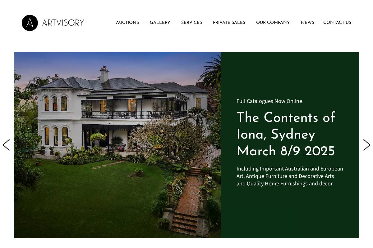 Artvisory homepage screenshot