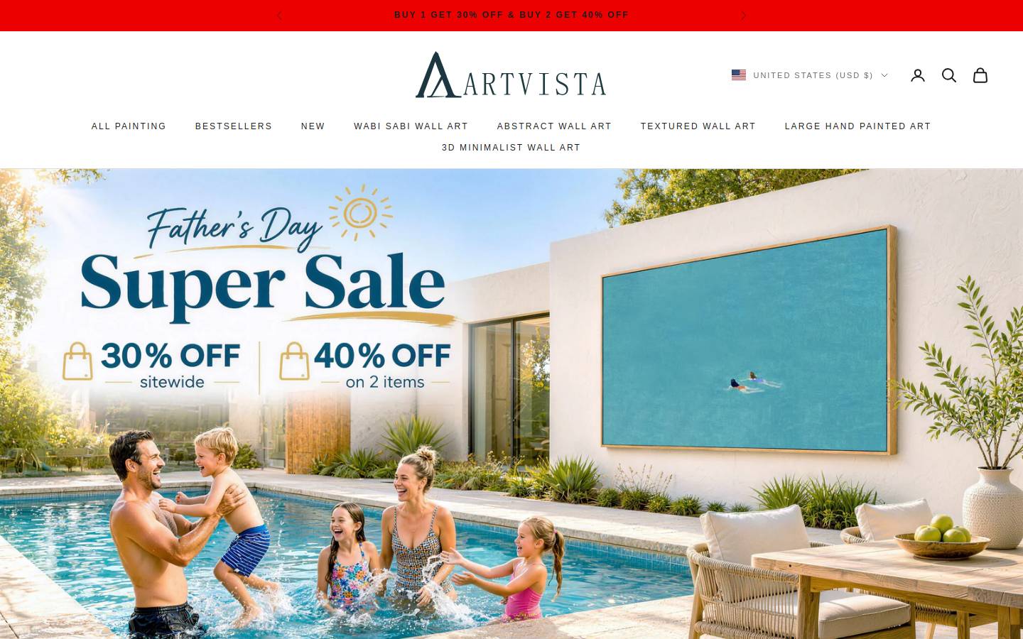 Artvista Gallery homepage screenshot