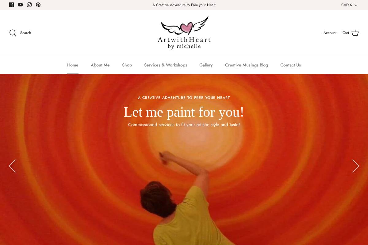 artwithheartbymichelle.com homepage screenshot
