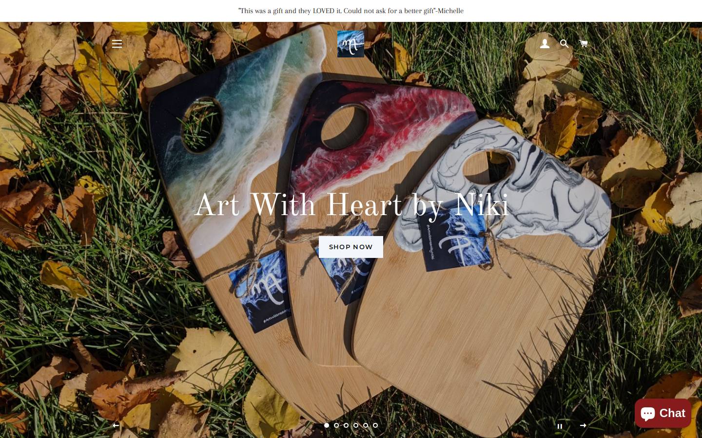 artwithheartbyniki.com homepage screenshot