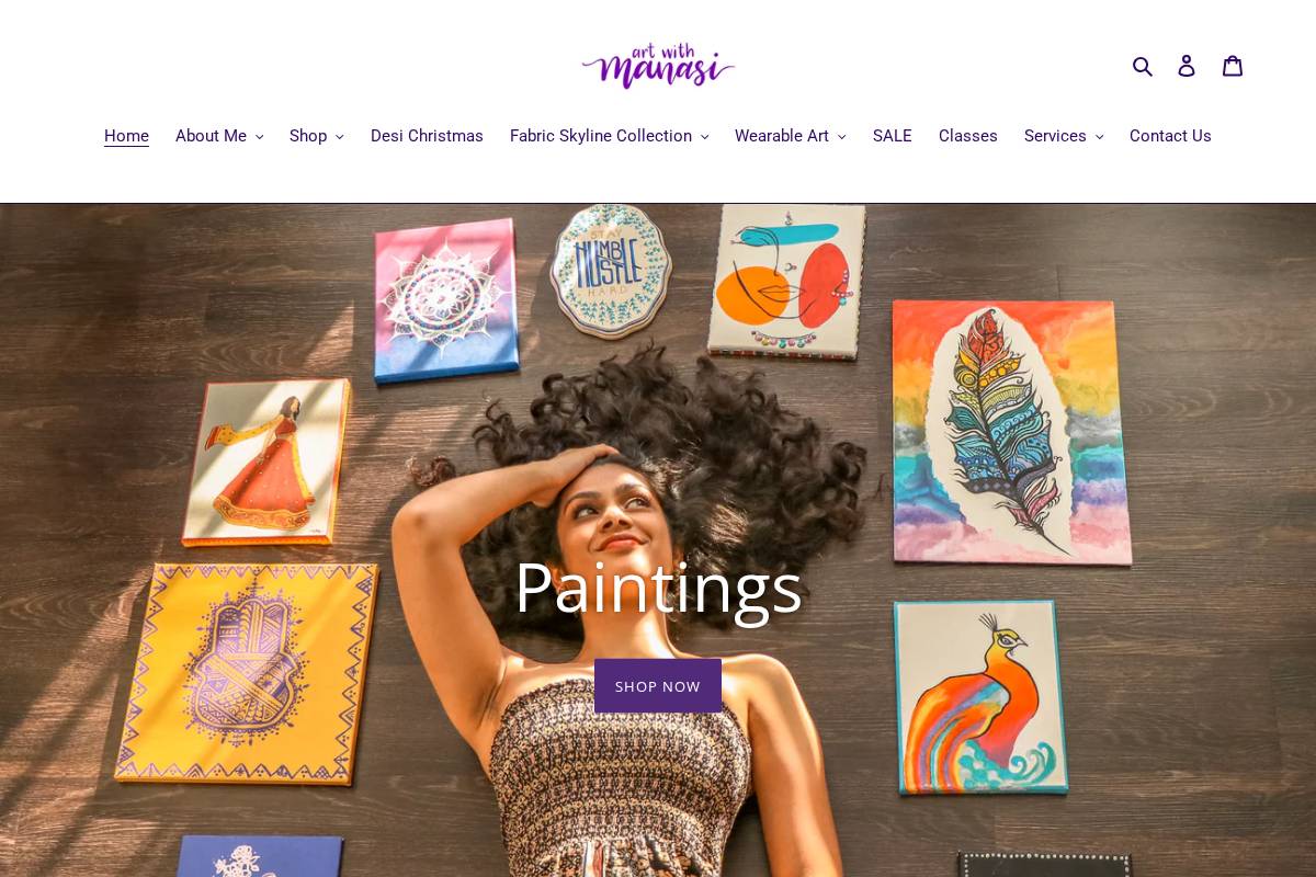 artwithmanasi.com homepage screenshot
