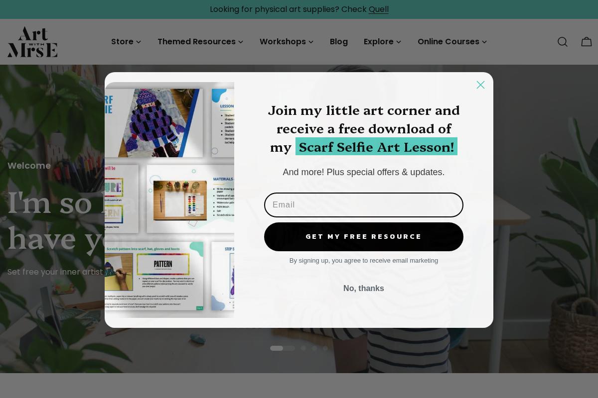 Art With Mrs. E homepage screenshot