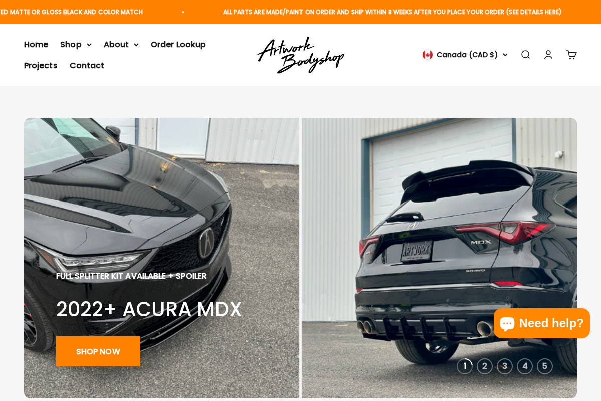 Artwork Bodyshop Inc. homepage screenshot