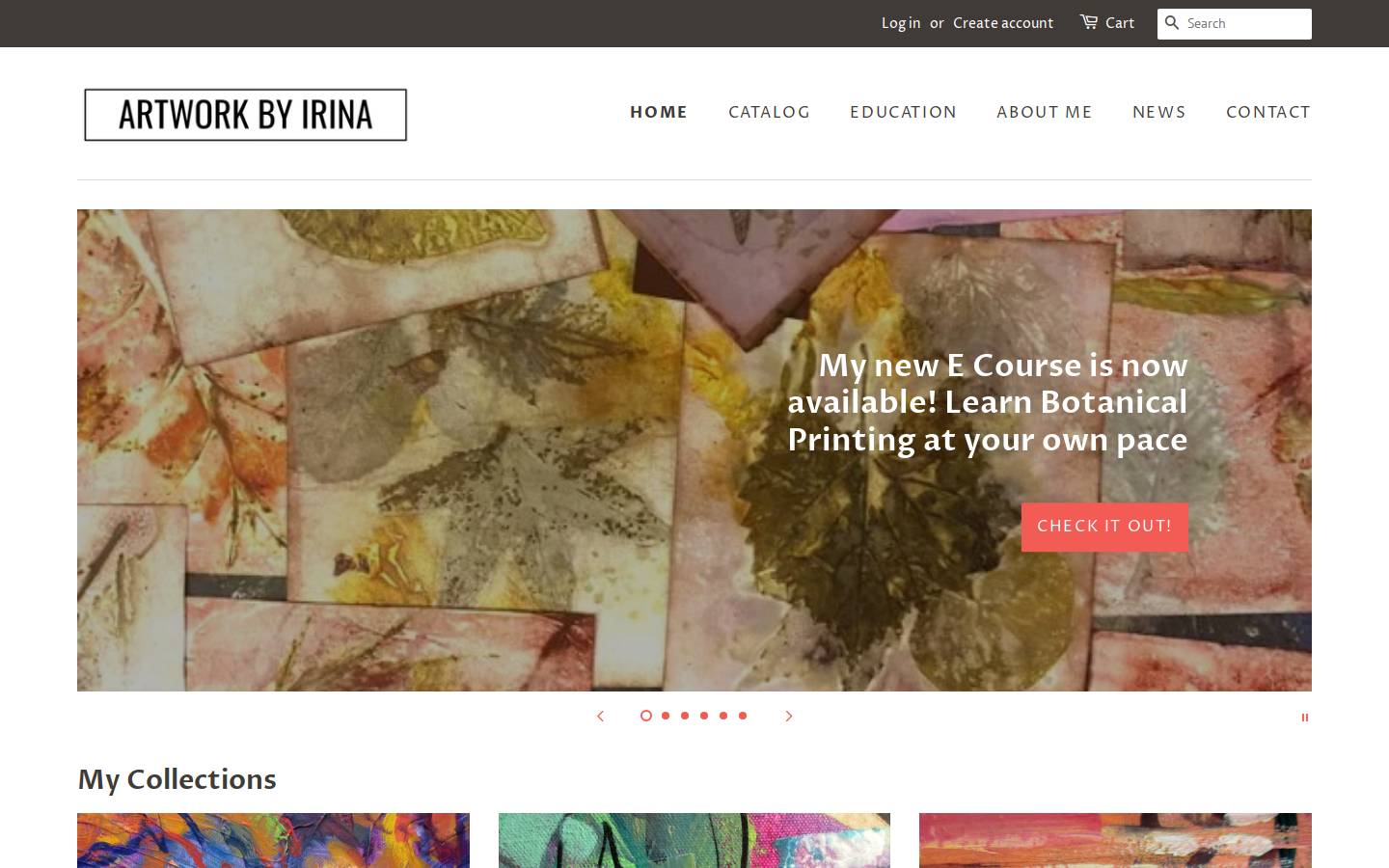 artworkbyirina.com homepage screenshot