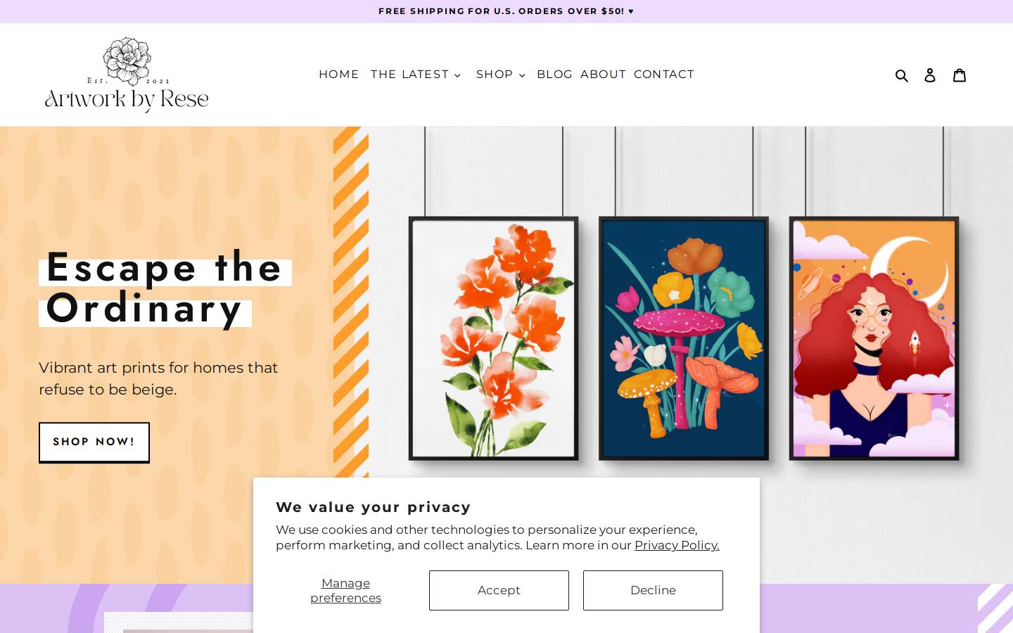 artworkbyrese.com homepage screenshot