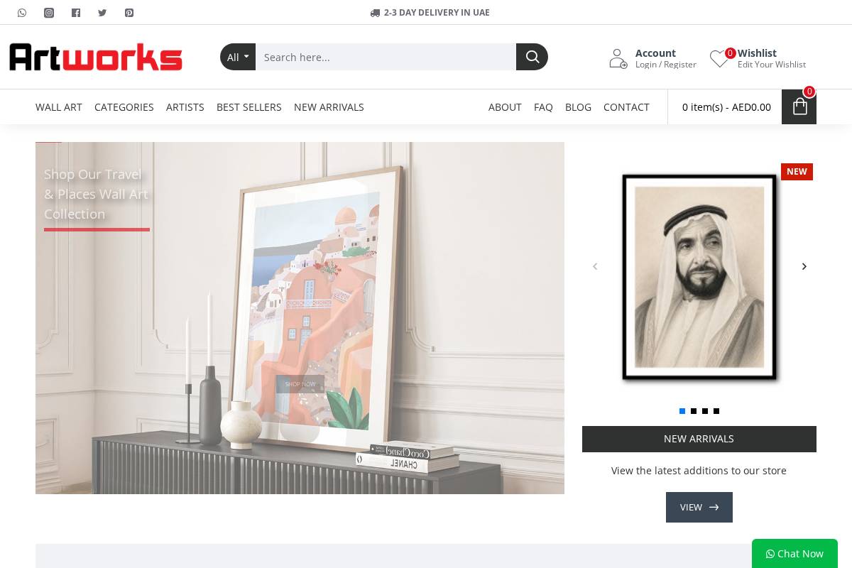 Artworks homepage screenshot