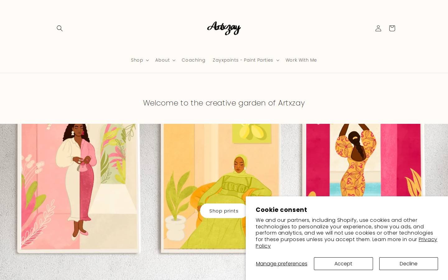artxzay.com homepage screenshot