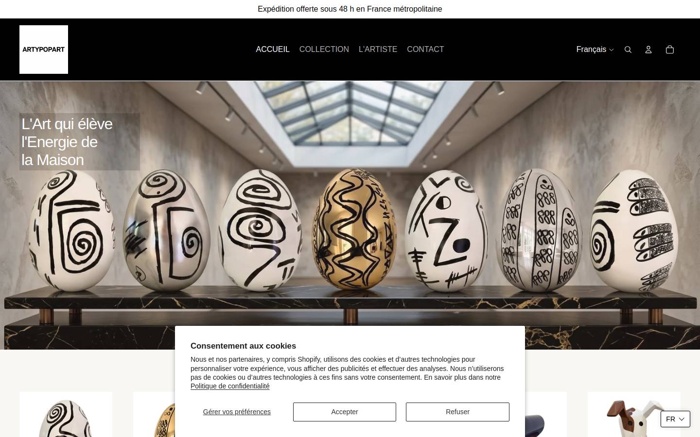 artypopart.com homepage screenshot