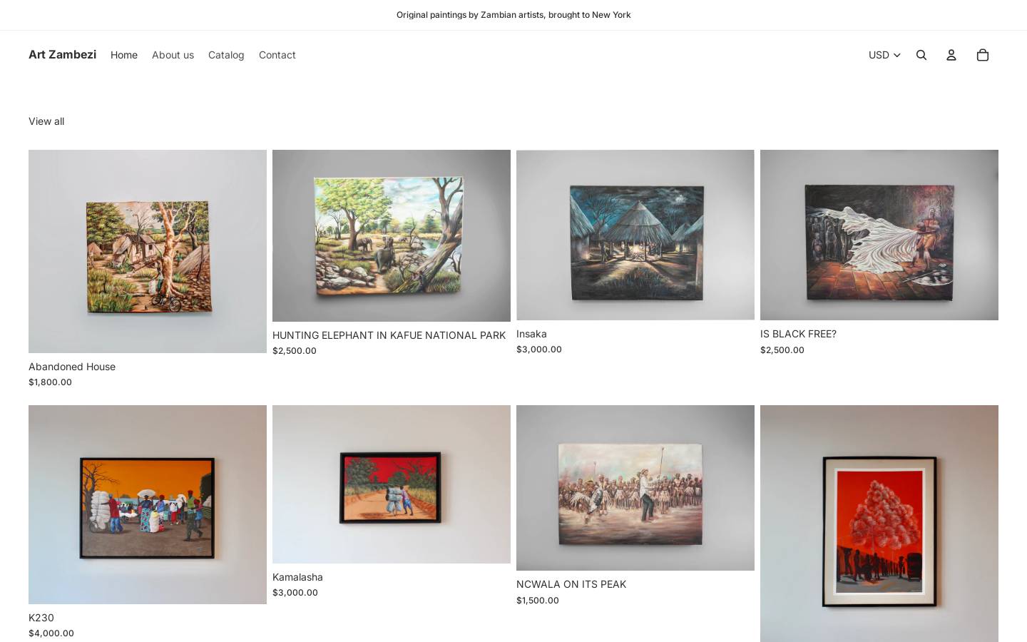 artzambezi.com homepage screenshot