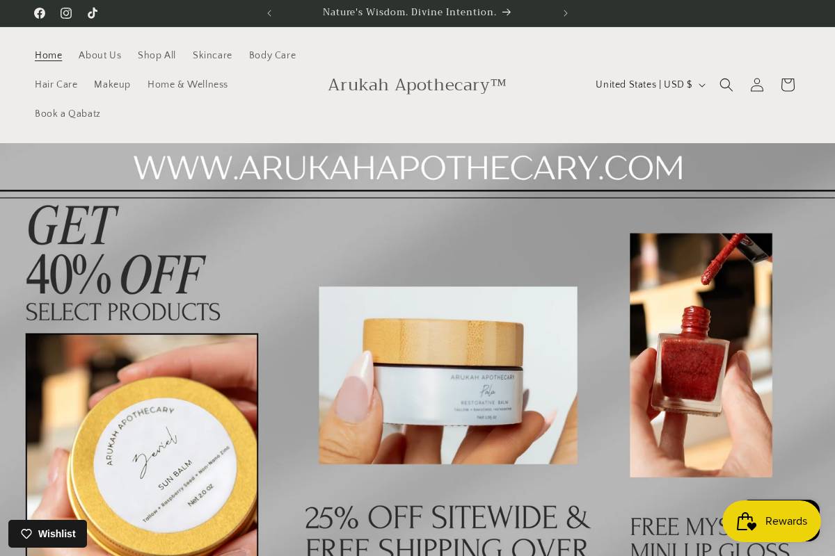 arukahapothecary.com homepage screenshot