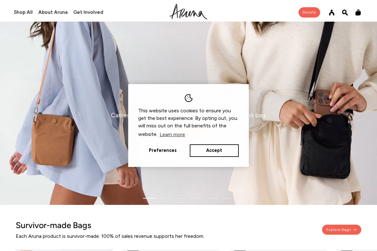 arunaproject.com homepage screenshot