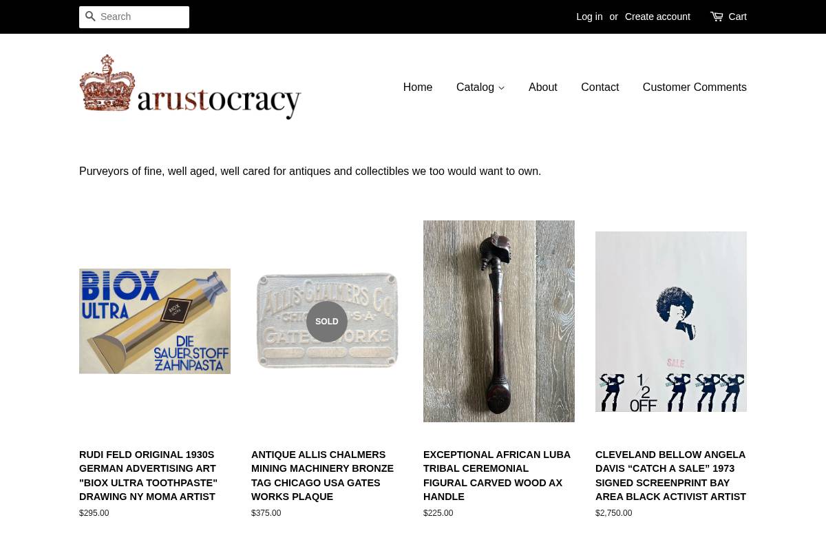 arustocracy.com homepage screenshot