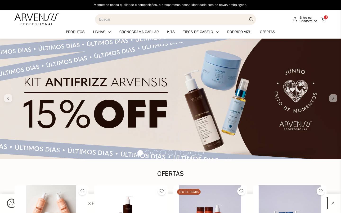 arvensiscosmeticos.com.br homepage screenshot