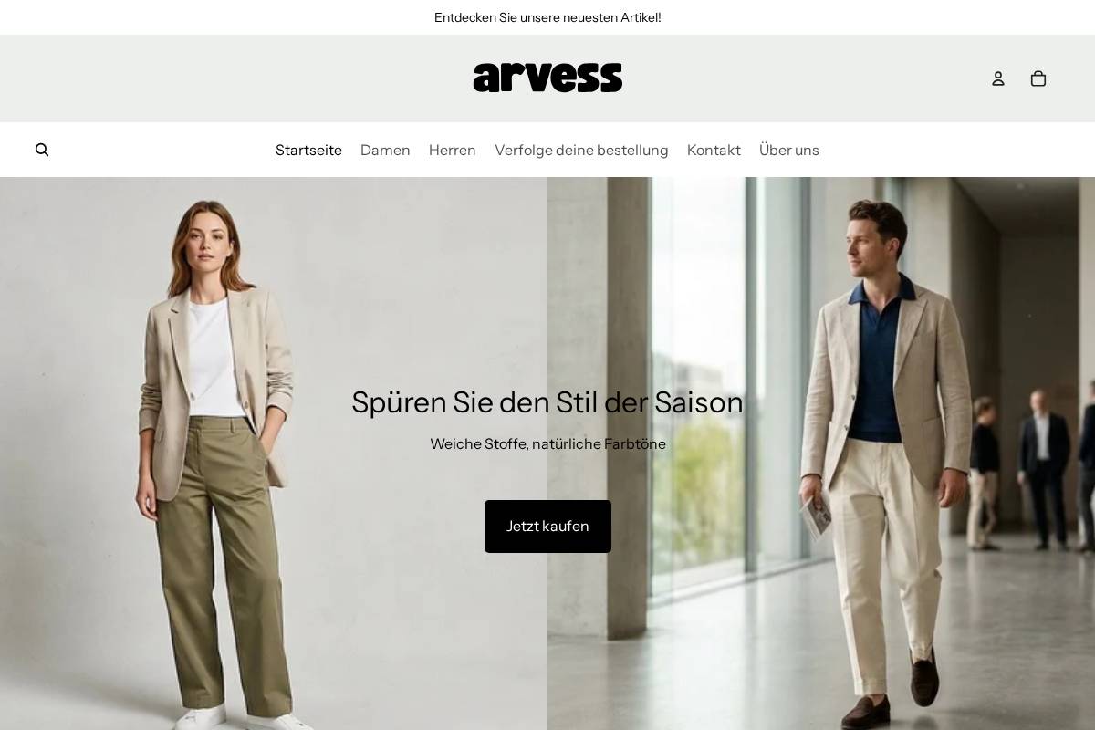 Arvess homepage screenshot