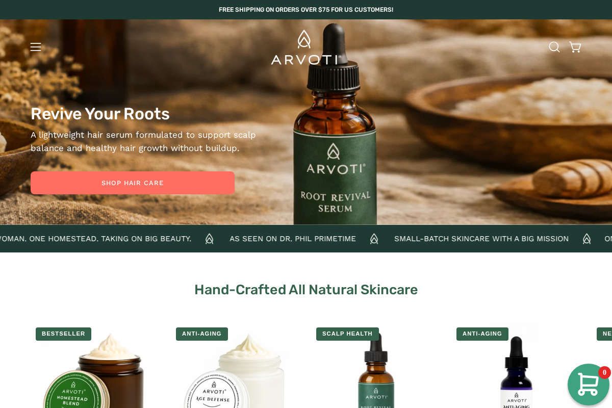 Arvoti homepage screenshot