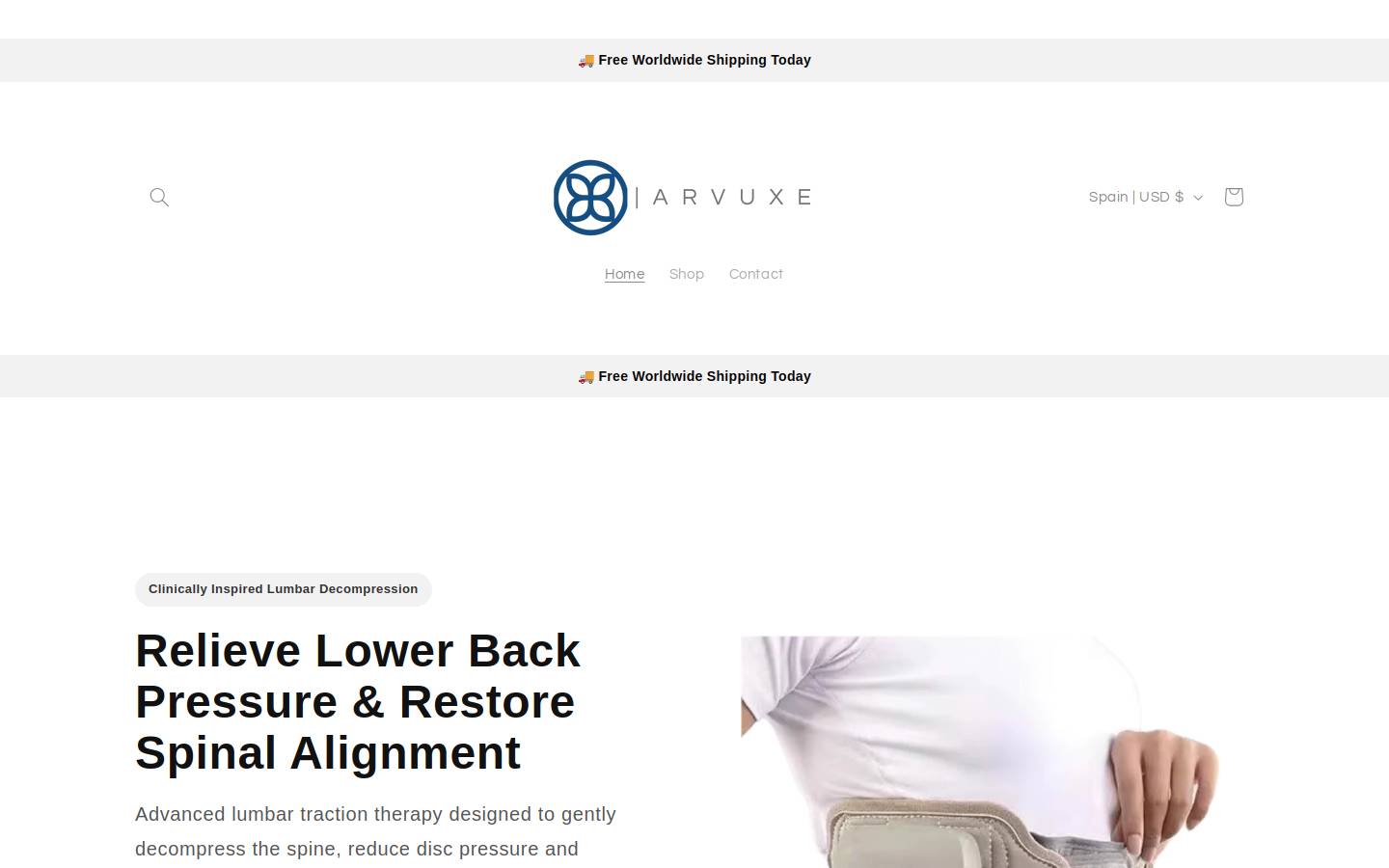 arvuxe.com homepage screenshot