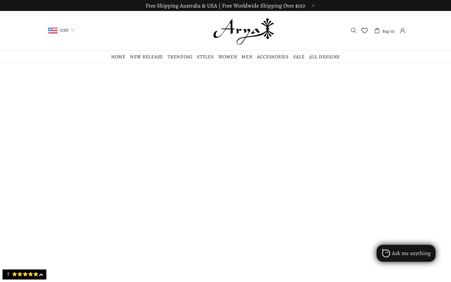 aryaclothing.com.au homepage screenshot