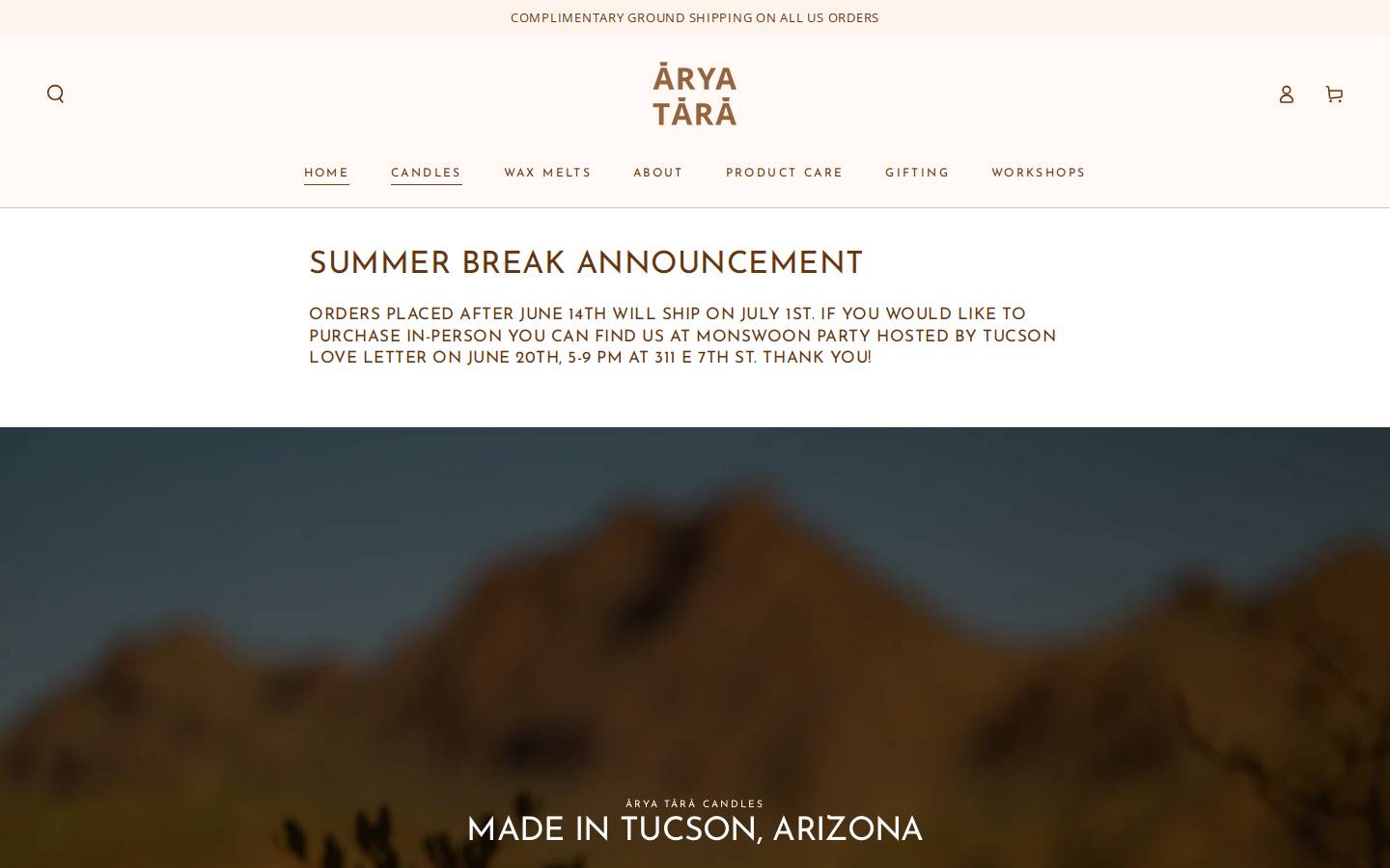 aryatara.co homepage screenshot