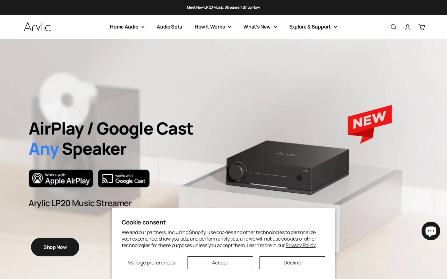 Arylic homepage screenshot
