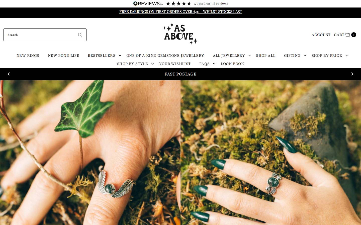 asabovejewellery.com homepage screenshot