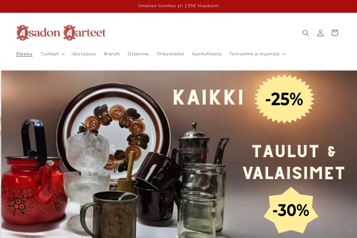 Asadon Aarteet homepage screenshot