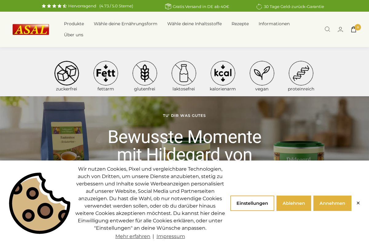 Asal Nahrungsmittel homepage screenshot